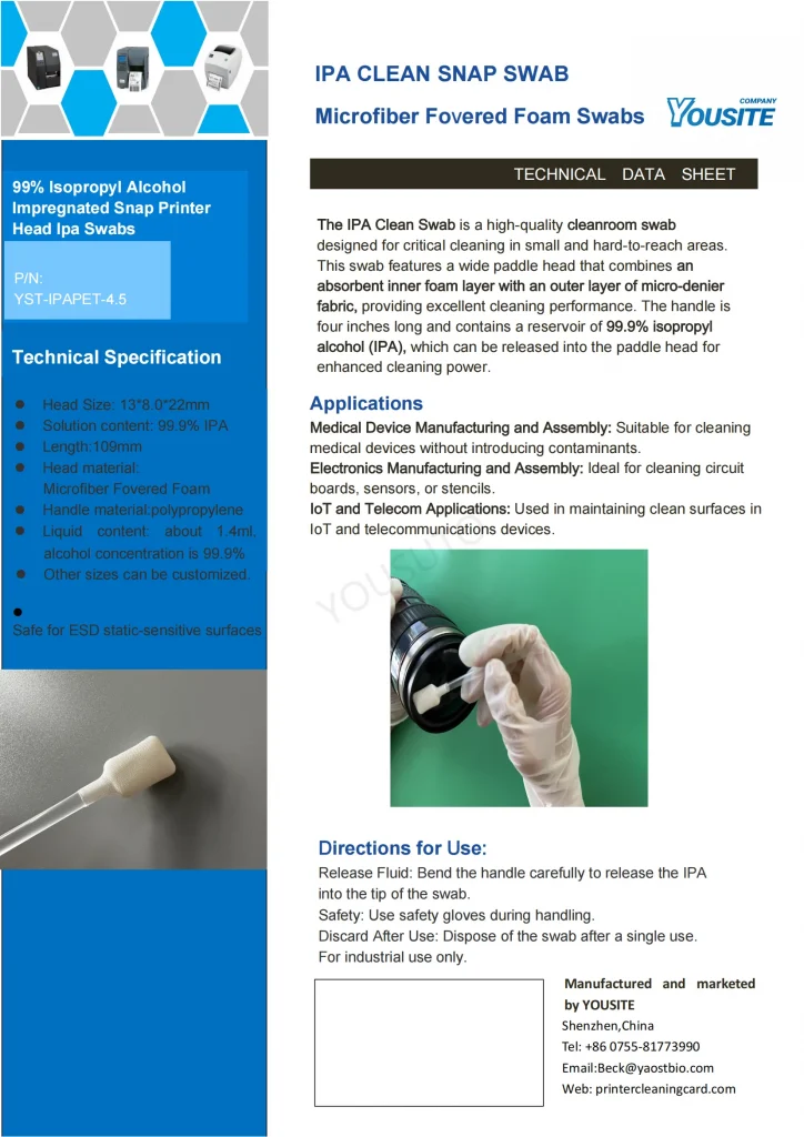 IPA CLEAN SNAP SWAB Microfiber Fovered Foam Swabs 