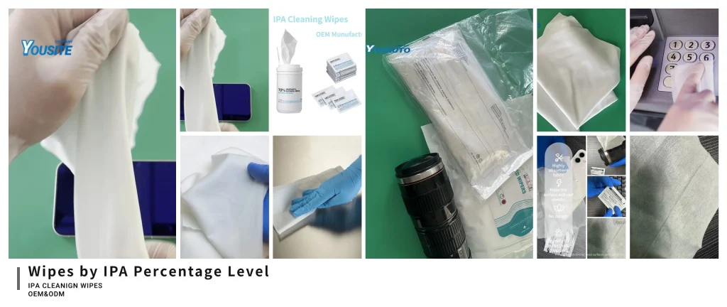 When choosing the right wipes, consider different isopropyl alcohol (IPA) concentrations to meet your specific cleaning needs.